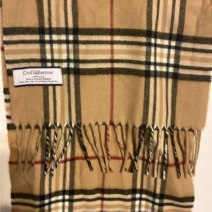 Croft & Barrow Tan Plaid Fringe Scarf